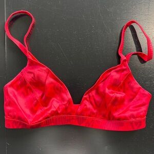 Vibrant Red Women's Bra With Hearts